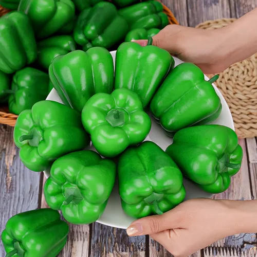 Miniatura 6 de Gresorth 8pcs Artificial Big Bell Pimienta Verde Decoración Vegetal Falso Casa Gabinete de Cocina