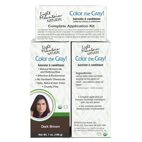 Miniatura 9 de Light Mountain Henna - Tinte y acondicionador para el cabello, color gris – Tinte para el cabello castaño oscuro para hombres y mujeres, tinte