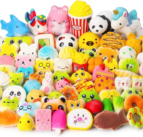 WATINC Juguetes para apretar, 70 unidades, regalos de cumpleaños para niños, recuerdos de fiesta, de simulación de levantamiento lento, para aliviar