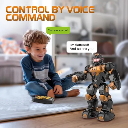 Miniatura 3 de STEMTRON Juguetes Robot para Niños, Robot de Control Remoto Programable con Detección Inteligente de Gestos, Recarga, Modo de Canto y Baile, Marrón