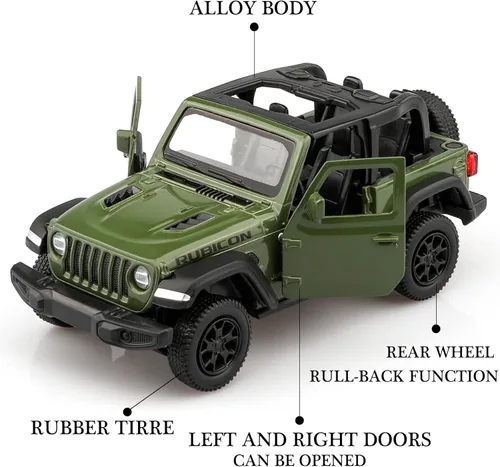 Miniatura 3 de TOKAXI Modelos de autos moldeados a presión para Jeep Wrangler Rubicon a escala 1/36, vehículos de juguete, regalos de autos para niños y niñas