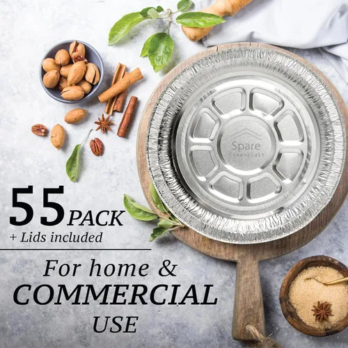 Miniatura 5 de (Paquete de 55) Sartenes de aluminio pequeñas de 7" con tapas - Sartenes redondas de aluminio con tapas para congelador y horno - Recipientes