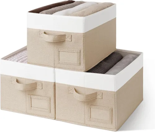 Miniatura 11 de GRANNY SAYS Contenedores de tela para almacenamiento, contenedores de armario para estantes, canasta de almacenamiento con asas, cajas de Gris ceniza