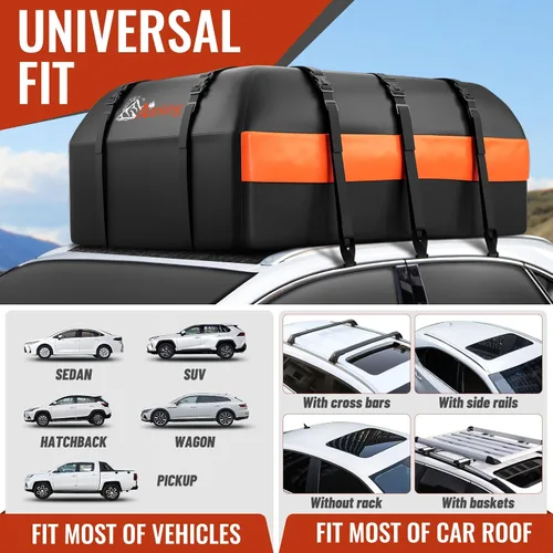 Miniatura 6 de Bolsa de transporte de carga para techo de coche, 16 pies cúbicos impermeable, bolsa de almacenamiento de equipaje para techo con gran capacidad