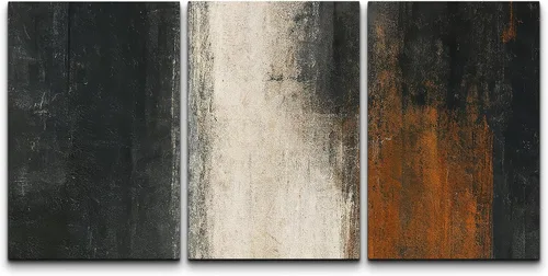 Miniatura 114 de wall26 Lienzo enmarcado para pared, juego de arte con trazos de pintura roja y naranja vibrante, paisaje, formas abstractas, ilustraciones, arte