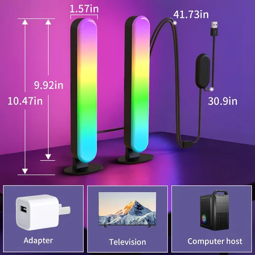 Miniatura 7 de BASON LIGHTING Barras de luz inteligentes, luces LED inteligentes RGB-ICW con sincronización de música, luz de escritorio RGB Bluetooth, luces