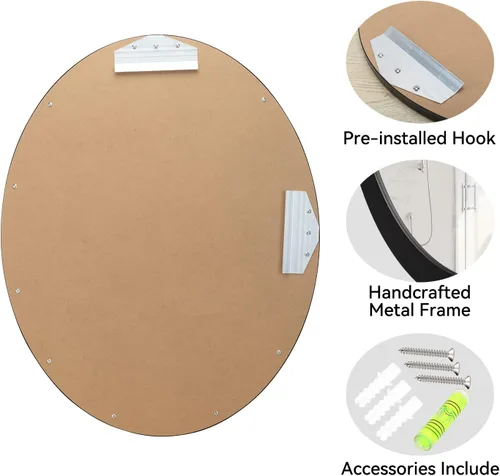 Miniatura 7 de LYYYXGYP Espejo de pared ovalado de 23 x 29 pulgadas, marco de metal negro mate, espejos decorativos para montaje en pared, para tocador, baño
