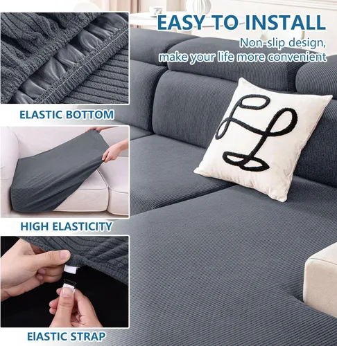 Miniatura 5 de hyha Fundas impermeables para cojines de sofá, contra derrames, funda para sofá para perros lavable, tela elástica gruesa de jacquard, fundas