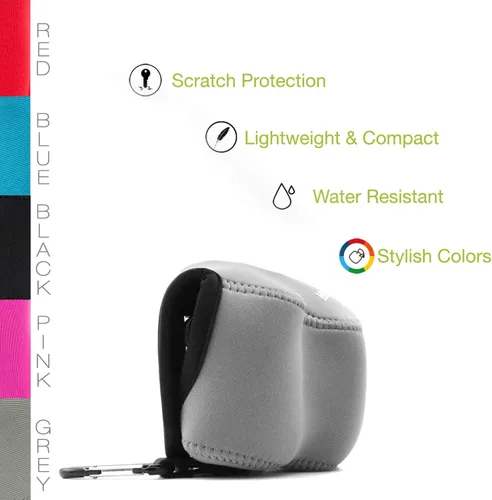 Miniatura 6 de MegaGear. Funda para cámara, ultra liviana neopreno con mosquetón para Sony A6000, A6300 con lente 16-50 Gris