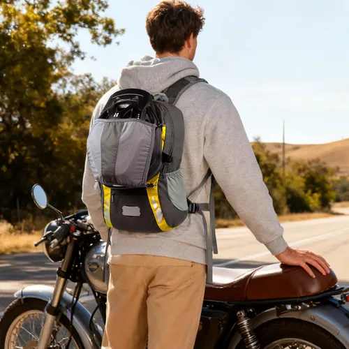 Miniatura 6 de Mochila de bicicleta con cubierta para lluvia, mochilas de ciclismo de montaña, mochila ligera plegable impermeable para viajes, mochila pequeña Gris