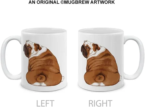 MUGBREW English Bulldog - Taza de café de cerámica, 11 onzas Bulldog Inglés Mirar hacia atrás
