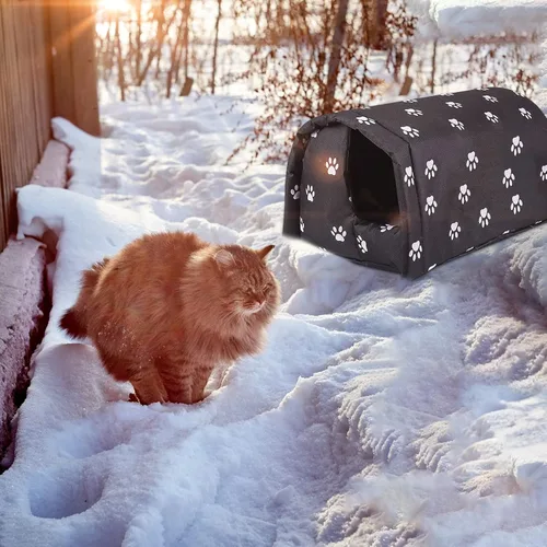 Miniatura 3 de Casa para Gatos Ferales de Exterior para Invierno, Resistente a la Intemperie, Impermeable, Resistente a la Lluvia, Plegable, Relleno de Algodón
