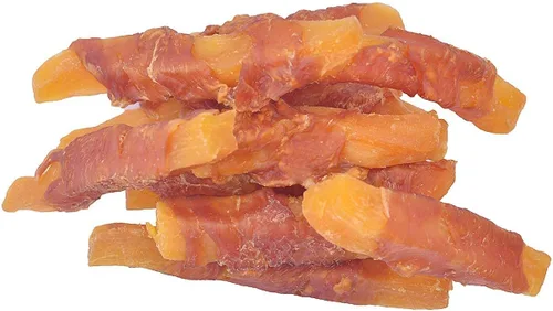 Dog Treats - Golosinas para perros de batata envueltas en pollo, aperitivos de entrenamiento para cachorros, golosinas sin cuero crudo, 0.5 lb/227 g