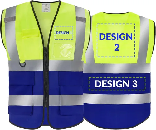Miniatura 14 de BeautyWill Chaleco de seguridad con logotipo personalizado, Hi Vis Clase 2, chaleco reflectante de construcción unisex con 5 bolsillos