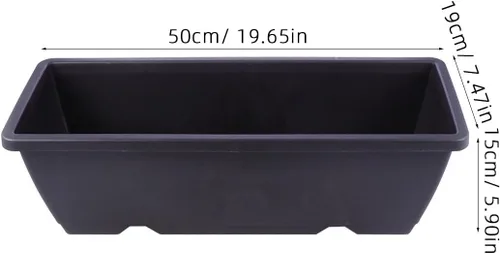 Miniatura 2 de ERINGOGO Maceta rectangular de plástico de 19.68 pulgadas con orificio de drenaje y platillo para uso en interiores y exteriores, balcón, patio