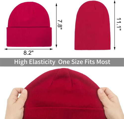Miniatura 4 de Muryobao Paquete de 2 gorros de punto cálidos para mujer de invierno suaves elásticos para clima frío