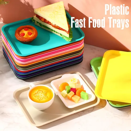 Miniatura 4 de Sintuff 20 Piezas Bandejas de Arte de Plástico Coloridas Bandejas de Almuerzo de Comida Rápida Actividades y Manualidades a Granel Organizador