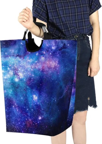 Miniatura 7 de senya Cesta de lavandería grande para compras, bolsa de ropa plegable de tela, cesta de lavandería plegable (espacio exterior)