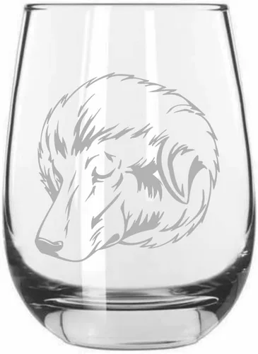 Miniatura 430 de Sakhalin Husky Dog - Copa de vino grabada personalizada de 15.25 onzas sin tallo