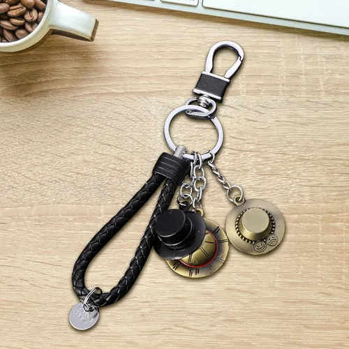 Miniatura 2 de Llavero de anime, sombrero de paja, llavero de piratas Luffy con sombrero de paja para mujeres y niñas, bolso de coche, A, S