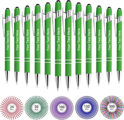 Miniatura 133 de Hasta 500 bolígrafos personalizados a granel, bolígrafo grabado personalizado con punta de lápiz capacitivo, carcasa multicolor retráctil, bolígrafo