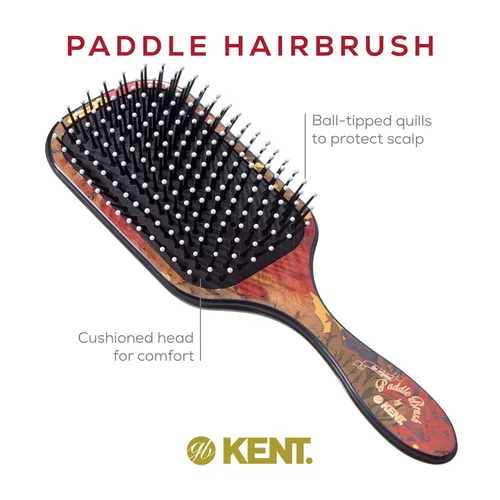 Miniatura 4 de Kent LPB1 - Cepillo de pelo acolchado de paleta grande, arreglar, desenredar y alisar estampado floral, el mejor cepillo diario para cabello medio a