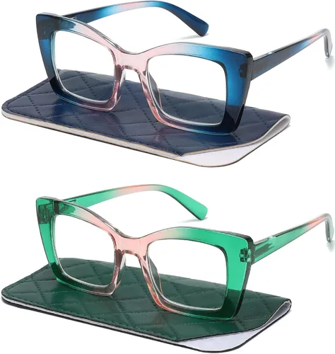 Gafas de lectura de gran tamaño para mujer, ojo de gato, lector de computadora con bisagra de resorte