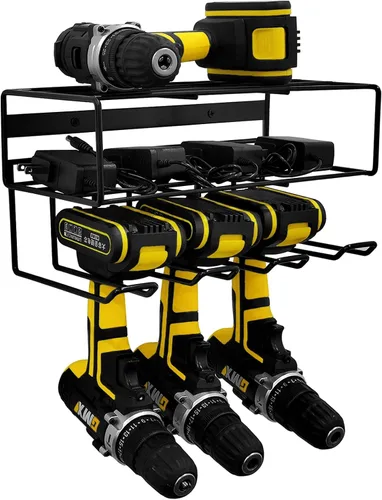 Miniatura 8 de Organizador de herramientas eléctricas grande 2 en 1, soporte para taladro, soporte de pared, estante de almacenamiento de herramientas y soporte