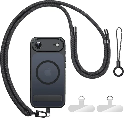Miniatura 44 de BXYJY Funda magnética para iPhone Air con soporte, compatible con MagSafe, botón de control de cámara, protección completa de la lente, caída