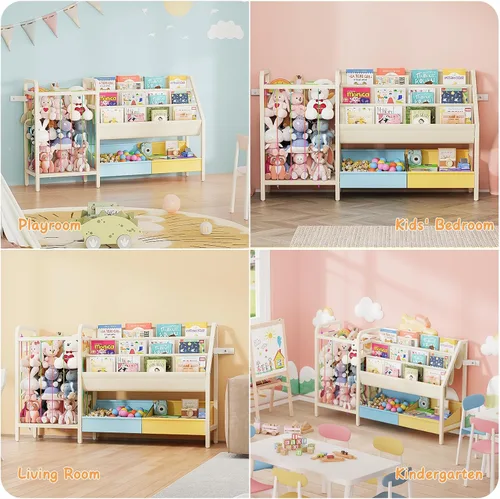 Miniatura 8 de B5 - Estantería infantil y almacenamiento de juguetes, estante para libros para habitaciones de niños, estantes para libros para niños pequeños