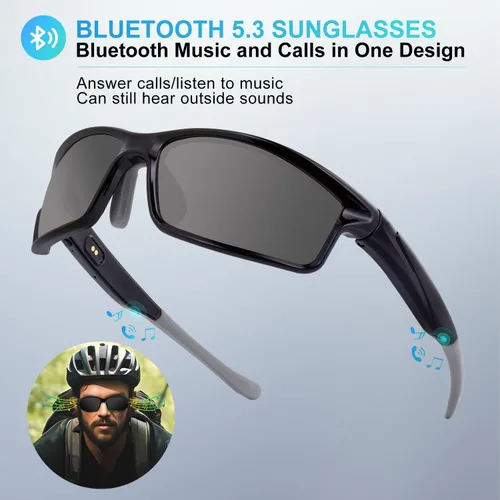 Miniatura 2 de SKYWAY Gafas de sol deportivas polarizadas inteligentes Bluetooth con audio inalámbrico protección UV para deportes al aire libre, diseño unisex