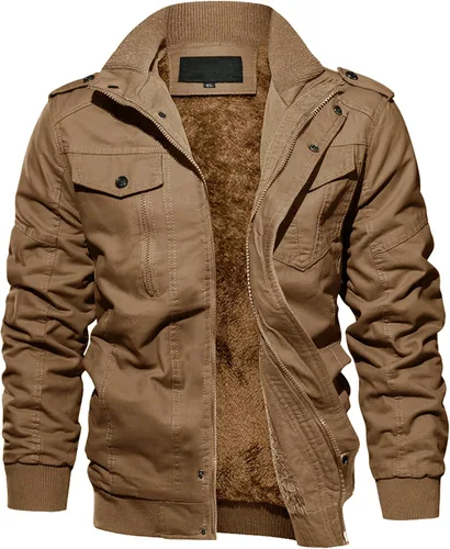 Miniatura 9 de Chaqueta EKLENTSON para hombre, con aislamiento térmico grueso, con múltiples bolsillos, con cremallera delantera, abrigo con forro polar