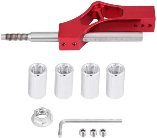 Fydun Extensor de palanca de cambios, extensión de palanca de altura ajustable de acero inoxidable para perilla de cambio manual (rojo)
