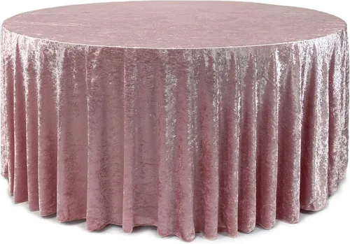 Miniatura 30 de YOUR CHAIR COVERS - Mantel redondo de terciopelo triturado de 120 pulgadas para mesas redondas de 5 pies - Azul polvoriento Azul empolvado