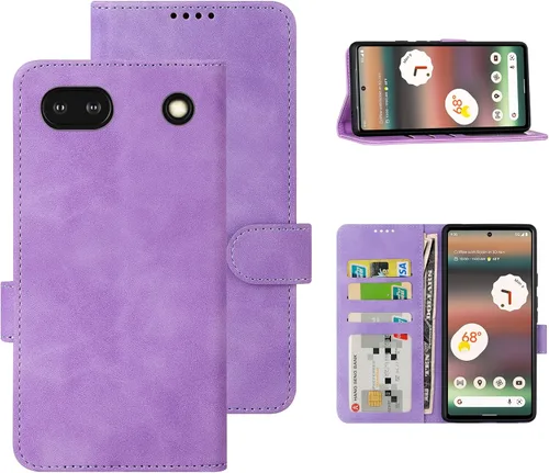 Miniatura 8 de Funda tipo cartera con tapa para Google Pixel 6a, [piel sintética + parachoques de TPU] [3 ranuras para tarjetas] [función de soporte]