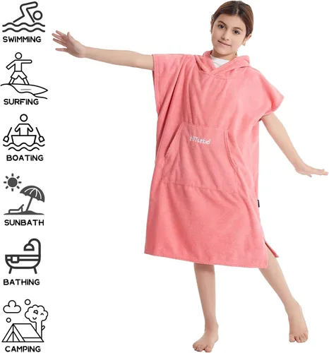 Miniatura 4 de Hiturbo Poncho de toalla cambiante para niños: toallas de baño absorbentes de secado rápido con capucha - Poncho de microfibra para nadar surf