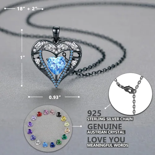 Miniatura 33 de Collar de cristal de 5 corazones, chapado en oro rosa de 18 quilates, colgante con cadena de plata de ley 925 de 18 + 2 pulgadas, joyería de piedra