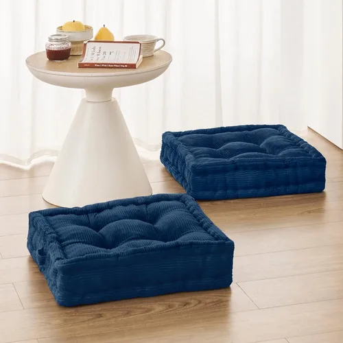 Wellsin Cojines de Suelo Cuadrados para Adultos y Niños - Cojín de Suelo de Meditación para Asientos - Cojín de Suelo Acolchado con Espuma Triturada