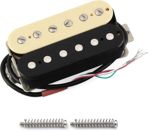 Miniatura 16 de FLEOR Alnico 5 Pastillas de Guitarra Doble Bobina Humbucker Juego de Cuello y Puente Blanco