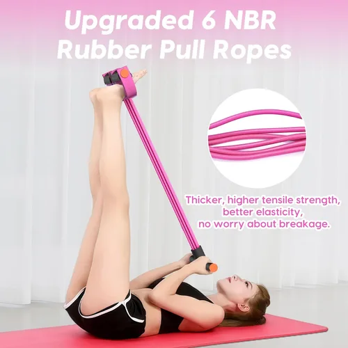Miniatura 3 de Resistance Bands with Handles, 6-Tube Elastic Pedal Resistance Band for Working Out, Durable Natural Rubber Exercise Bands, Multifunction Exercise