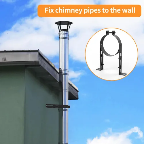 Miniatura 5 de Soporte de tubo de chimenea de 6 pulgadas, correa de pared de ventilación ajustable, colgador de tubo de estufa de acero inoxidable para tubos