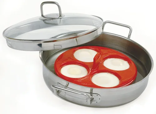 Miniatura 4 de Norpro Silicón 4 Huevos Escalfador, Rojo