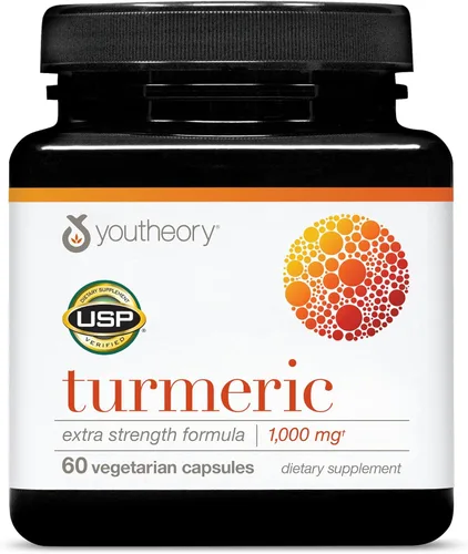 Youtheory Cúrcuma Extra Strength - 1,000 mg - Apoya la salud cerebral, muscular y articular* - Contiene biopotenciadores, curcuminoides y extractos
