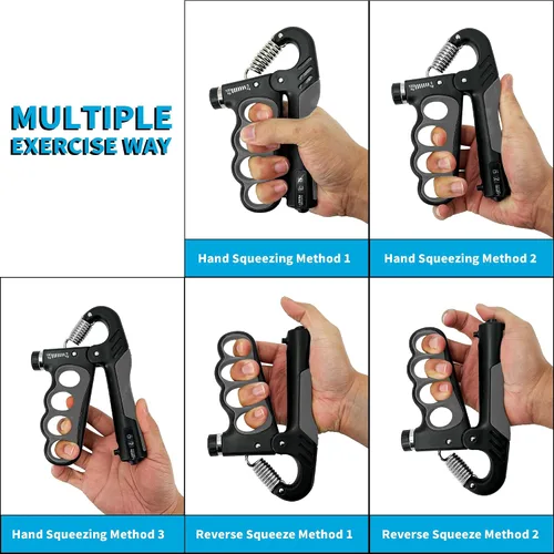 Miniatura 7 de Senston Entrenador de fuerza de agarre, paquete de 2, probador de fuerza de agarre de mano, fortalecedor de antebrazo, medidor digital de agarre