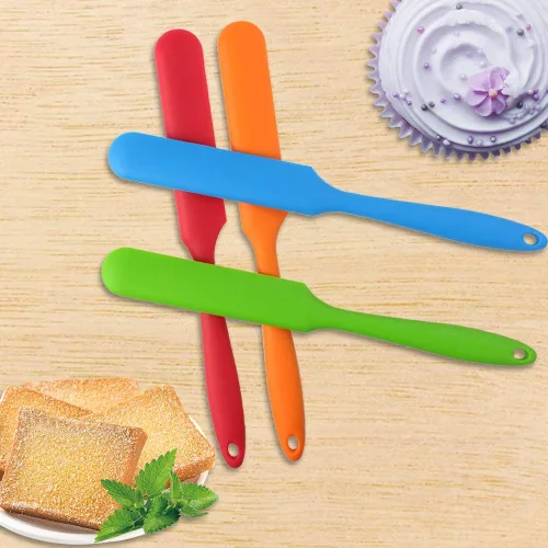 Miniatura 5 de Juego de 4 espátulas de silicona resistentes al calor, para tartas, crema y mantequilla, espátulas para mezclar, raspador de masa antiadherente