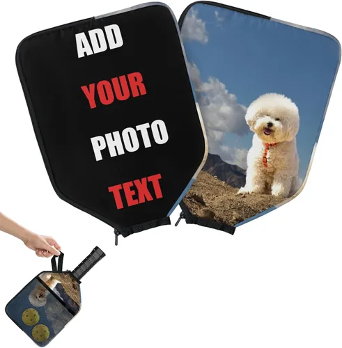 Miniatura 11 de Funda de paleta de pickleball personalizable, 1/2 paquetes de texto personalizado, nombre y foto, ajuste universal para hombres y mujeres