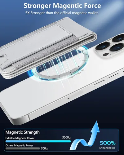 Miniatura 4 de ExtreLife Cartera Magsafe 2 en 1, soporte ajustable para teléfono, ventana de identificación abierta, cartera magnética para iPhone 17/16/15/14 Pro