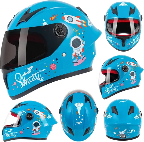 Miniatura 2 de Casco de motocicleta para niños, casco de cara completa para jóvenes, casco ligero aprobado por DOT para motocross, ATV, todoterreno, cascos