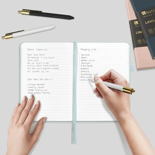 Miniatura 7 de &And Per Se Juego de diario y bolígrafo forrados (3 paquetes), cuaderno de tapa dura de cuero A5 con bolígrafo y juego de papelería, 160 páginas