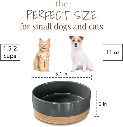 Miniatura 2 de Taza de cerámica para mascotas Mora tamaño pequeño - Plato para comida/agua para cachorros, gatos, conejillo de Indias, conejos, hámsters, Carbón